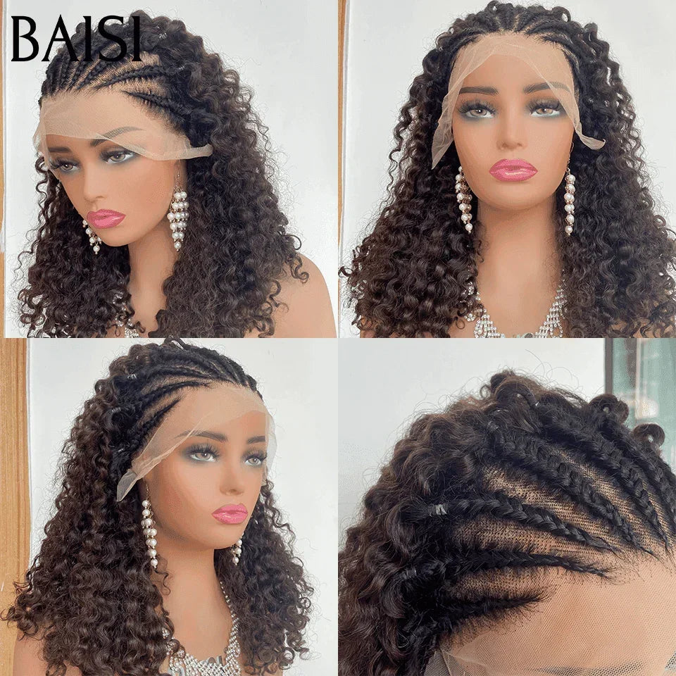 BAISI 13X4 lace perruque Moitié Prix 175€ kinky curly Petite natte frisé frontale lace 20 pouces 100% cheveux humains MP50