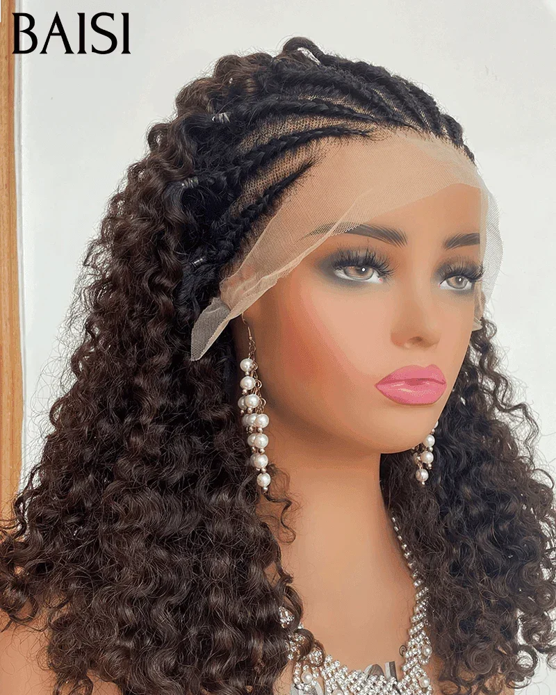 BAISI 13X4 lace perruque Moitié Prix 175€ kinky curly Petite natte frisé frontale lace 20 pouces 100% cheveux humains MP50