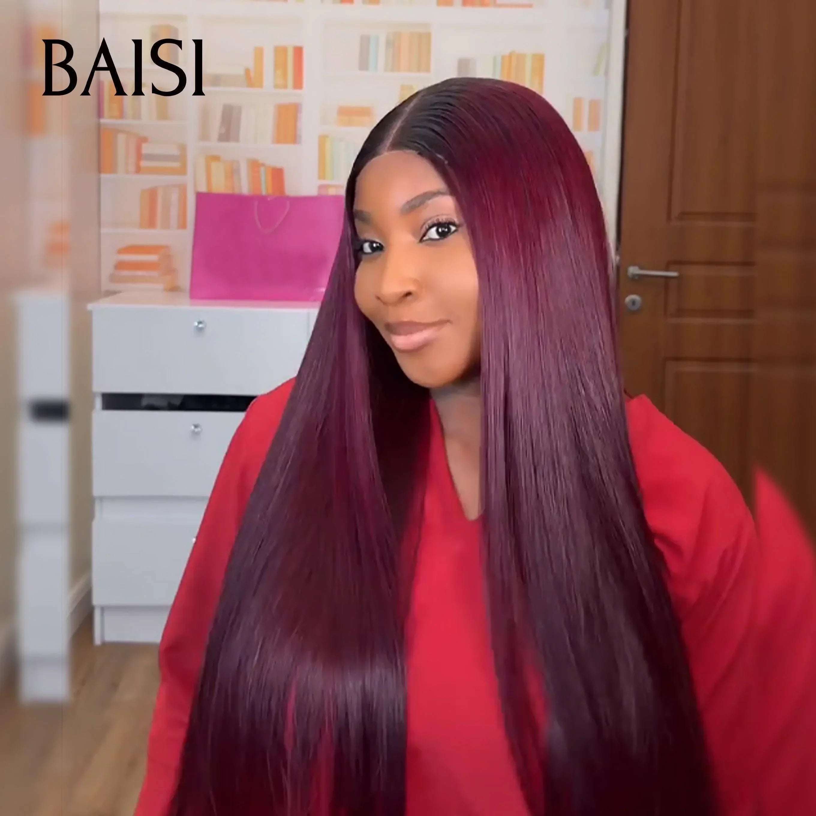 Peluca Frontal de encaje BAISI 13x4 recta negra marrón 1B #4 en cabello humano 100% pre-desplumado No se necesita pegamento en encaje de cabello 100% crudo ya cortado