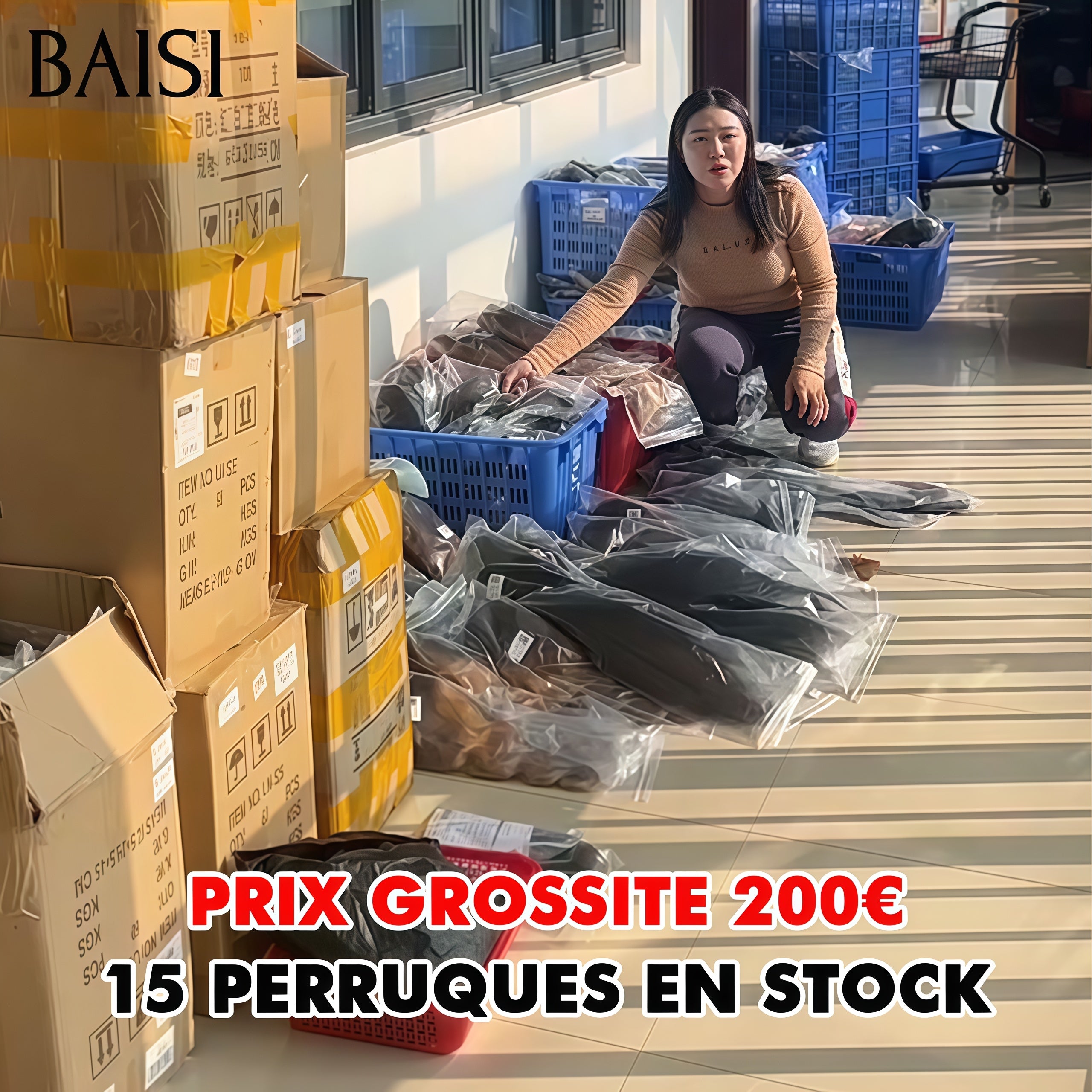 BAISI 15 Perruques Prix Grossite 200€ Facile à Revendre 15 styles de perruques différents PROMO pixie et BOB en 100% Cheveux Humains liquidation en stock sans retour