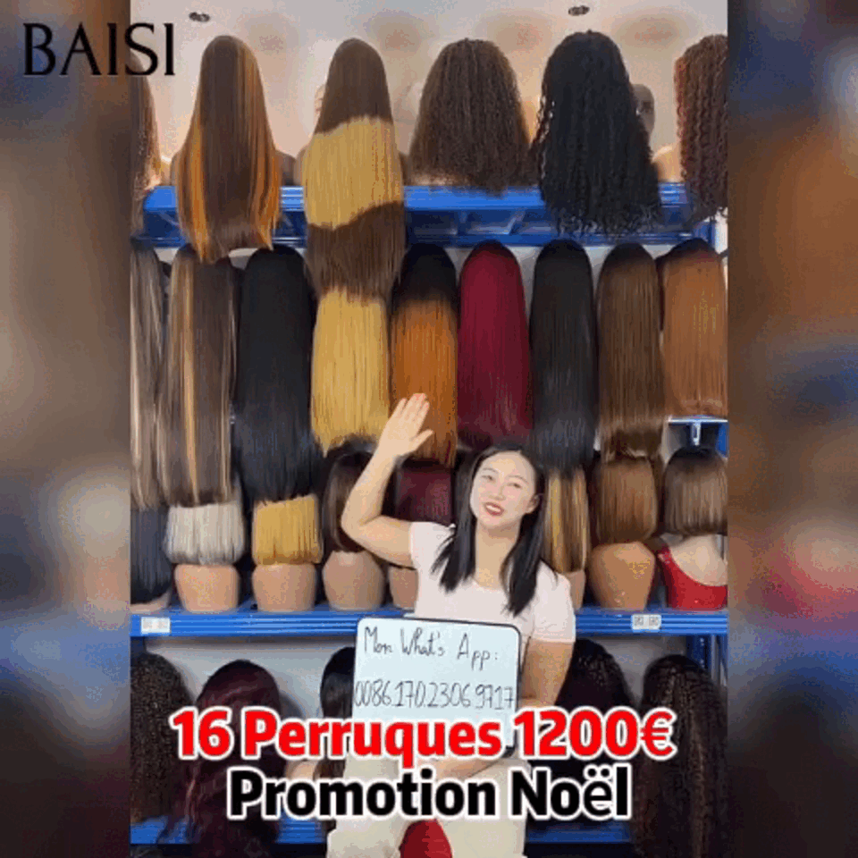 BAISI BAS Prix 16 Perruques 1200€ Unique pour Noël Lisse et curly et Body wave en 100% Cheveux Humains