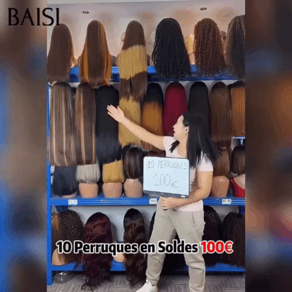 BAISI BAS Prix 10 Perruques en Soldes 100€ Unique pour Noël Lisse et curly et Body wave en 100% Cheveux Humains