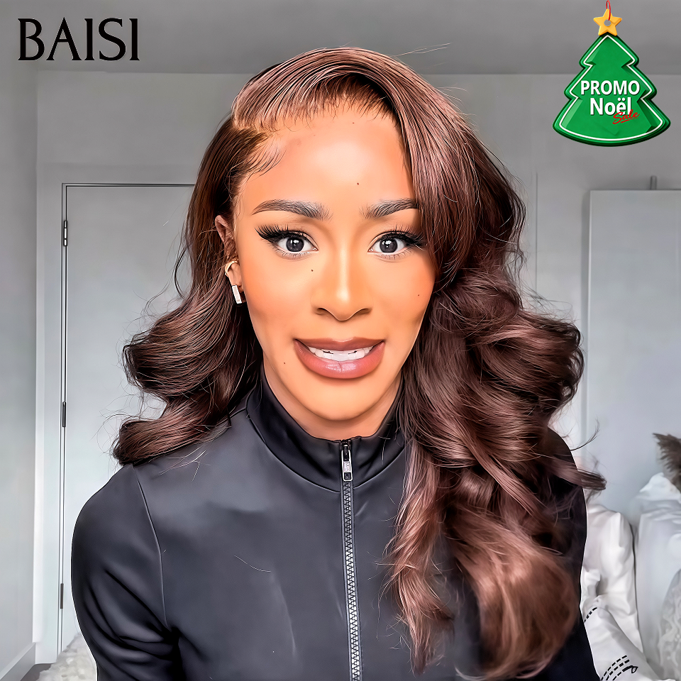 BAISI Perruque avec 13x4 lace frontal en couleur Marron Body wave 20 pouces 109€ De Bonne Qualité 100% Cheveux Humains