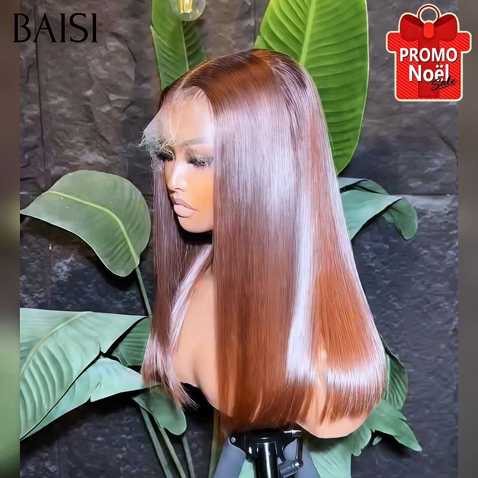 BAISI promo 13X4 lace frontal perruque Lisse bob Haute Qualité en couleur Marron 250% Densité SDD BONE Straight 100% Vietnam Hair