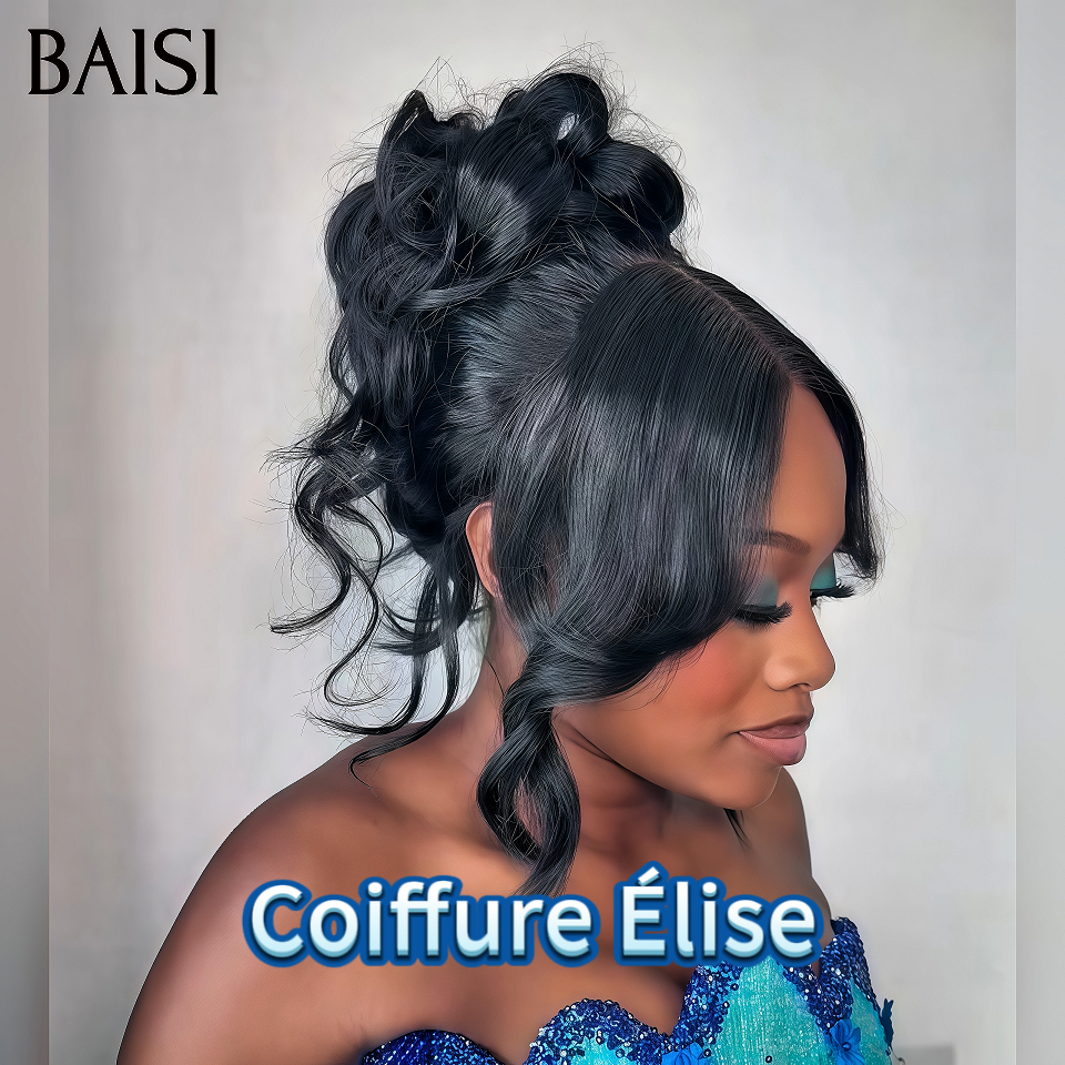 BAISI Coiffure de luxe Elise Perruques Mariage Prête à porter chignon et personalisation comme sur la vidéo 100% identique avec lace frontale événement spécial