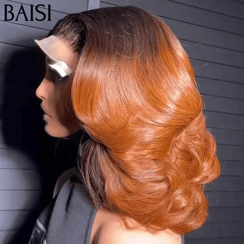 BAISI 4X4 Pixie Egg Curls Side Parting Wig 1BT33# 10 Inches in 100% Human Hair #025 BAISI20