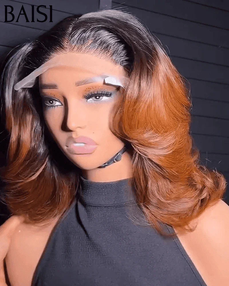 BAISI 4X4 Pixie Egg Curls Side Parting Wig 1BT33# 10 Inches in 100% Human Hair #025 BAISI20