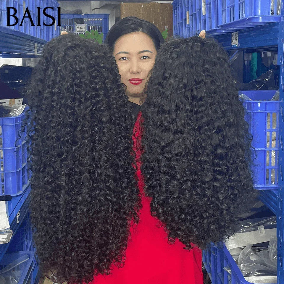 BAISI 4x4 Closure 100% Human Hair Curly Curly Wig