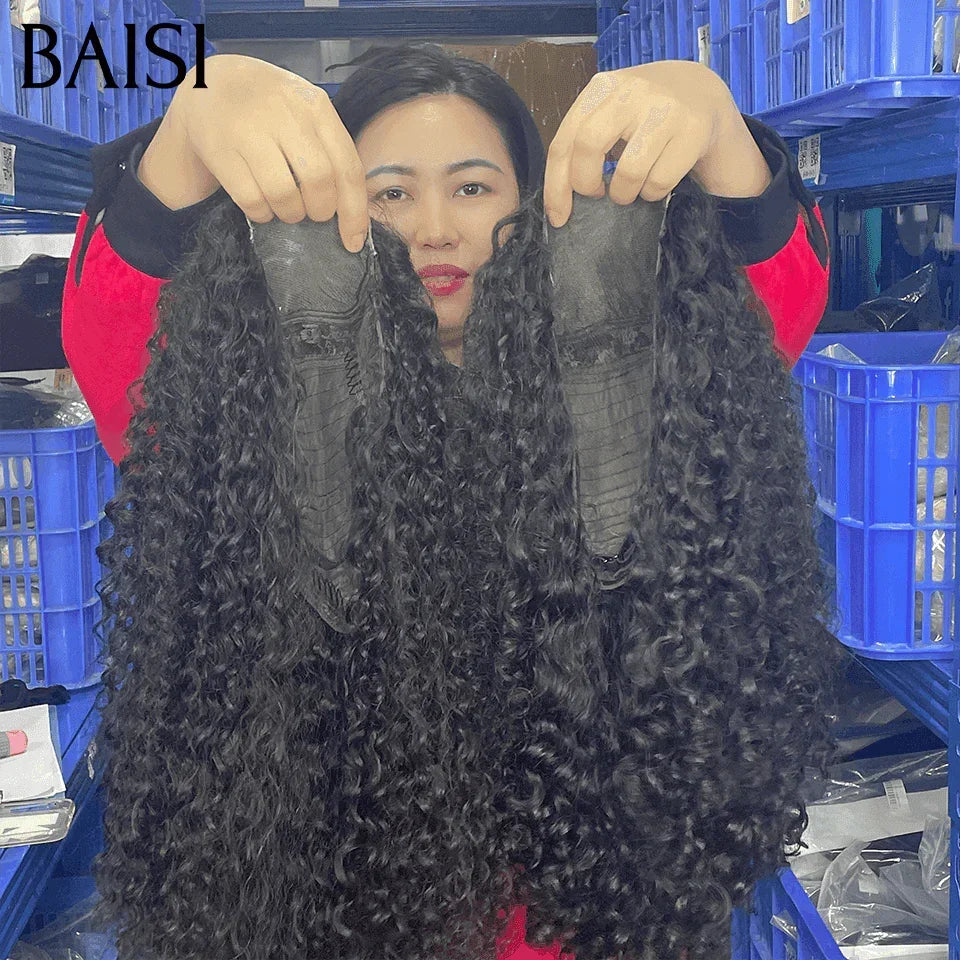 BAISI 4x4 Closure 100% Human Hair Curly Curly Wig