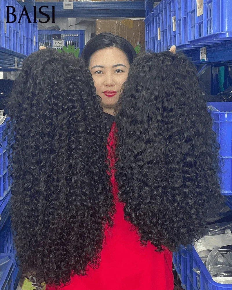 BAISI 4x4 Closure 100% Human Hair Curly Curly Wig
