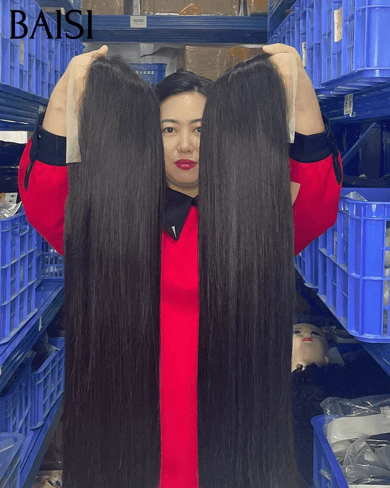 BAISI 13X4 Luxus-Perücken, SDD-Knochen gerade, 100 % Vietnam-Haar, glatt, A1, hergestellt aus doppelt gezogenen, reinen Haarsträhnen, Volumen 250 % Dichte, mehr als 20 Jahre Nutzung