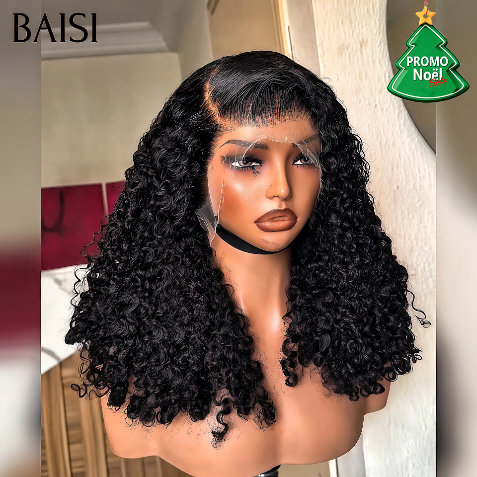 BAISI promo Perruque avec 13x4 lace frontal noir curly wave 24 pouces 159€ De Bonne Qualité 100% Cheveux Humains