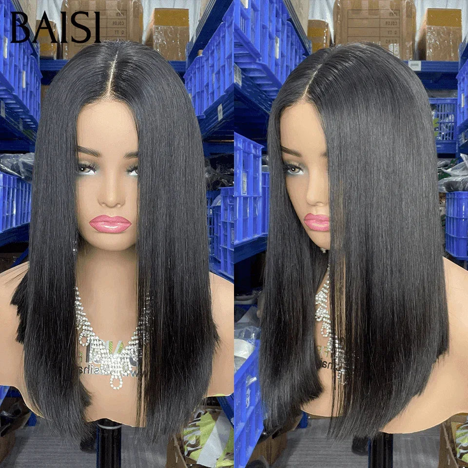 BAISI 4X4 Bob Perücke, natürlich, gerade, 25,4 cm, 200 % Dichte C