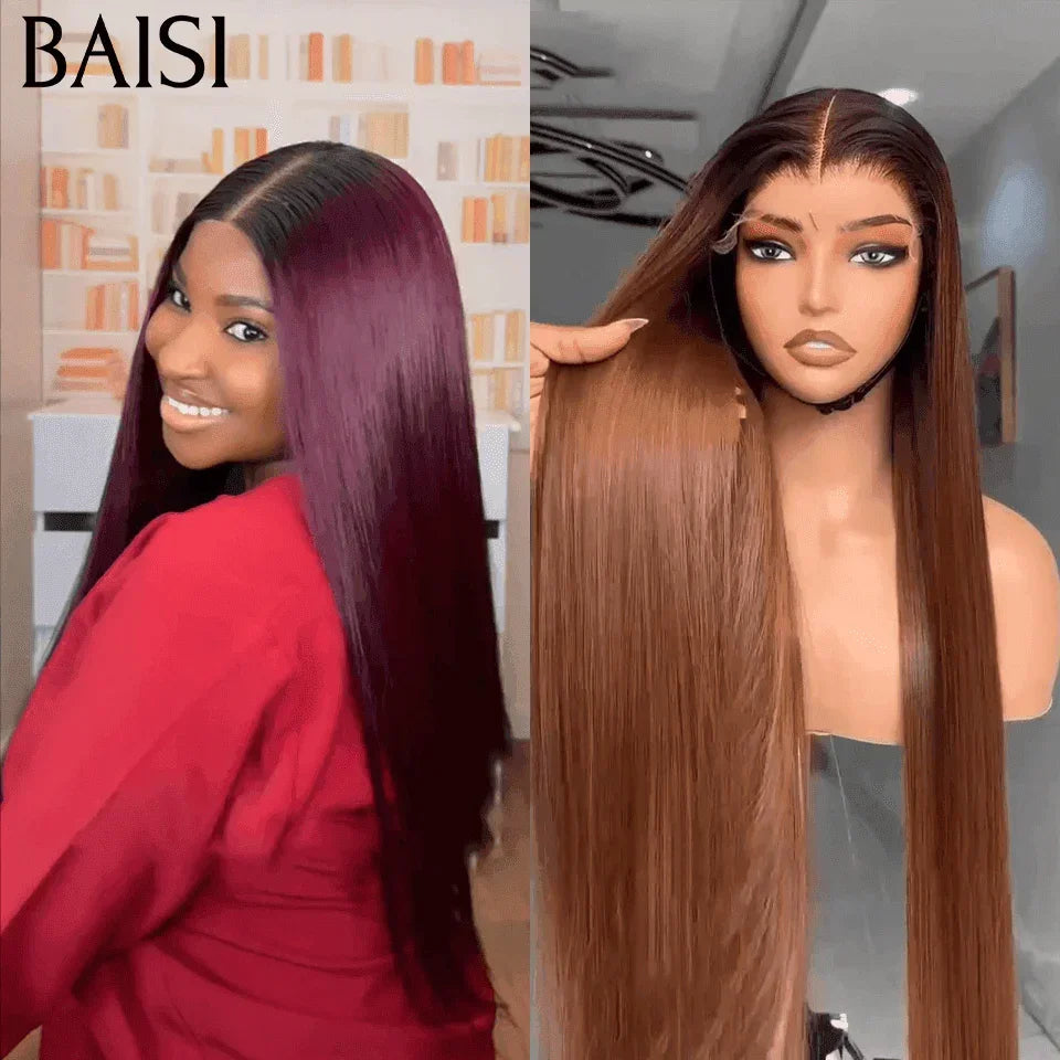 BAISI 2 Perruques 298€ 20 pouce 2X6 lace de luxe 100% Vietnam hair Lisse 2 Couleurs Marron ou 1BT99J en 100% Cheveux Humains