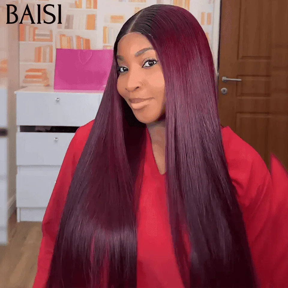 BAISI 2 Perruques 298€ 20 pouce 2X6 lace de luxe 100% Vietnam hair Lisse 2 Couleurs Marron ou 1BT99J en 100% Cheveux Humains