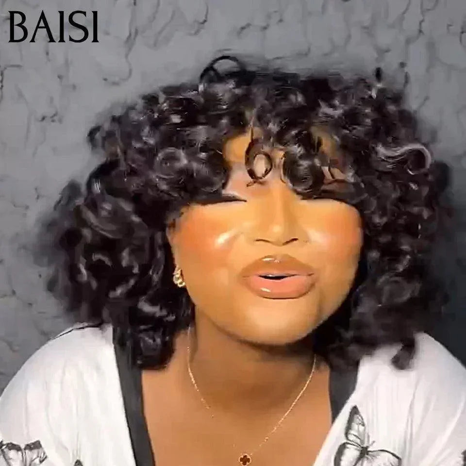 BAISI Acquista almeno 2 parrucche al prezzo di fabbrica fornitore Taglio Cinese Parrucca Bob Liscia con Frangia in Colore Misto #4MIX#27 o egg wave 12 Pollici (Non Serve Codice)