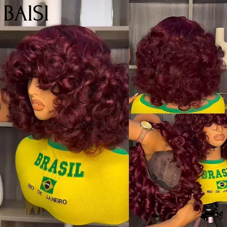 BAISI Achetez 2 perruques minimum au prix d'usine fournisseur COUPE CHINOISE SANS LACE PERRUQUE BOB lisse #1BMIX#4 AVEC FRANGE ou egg wave 99J 12 pouces ou noir 8 pouces 69 euro (Pas Besoin de Code)