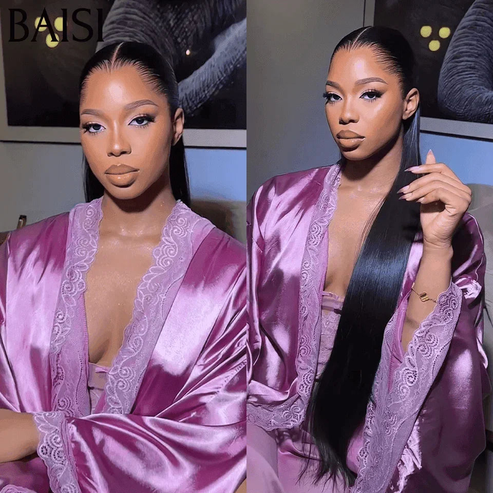 BAISI 13X4 Luxury Wigs SDD BONE STRAIGHT 100% Vietnam Hair Straight A1 Made by hair double drawn virgin strands volume 250% density more than 20 years of use