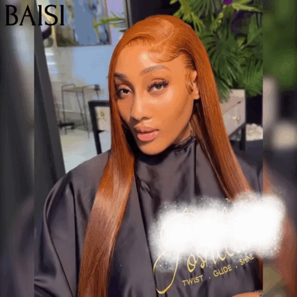 BAISI 13X4 renda reta gengibre laranja peruca em 100% cabelo humano