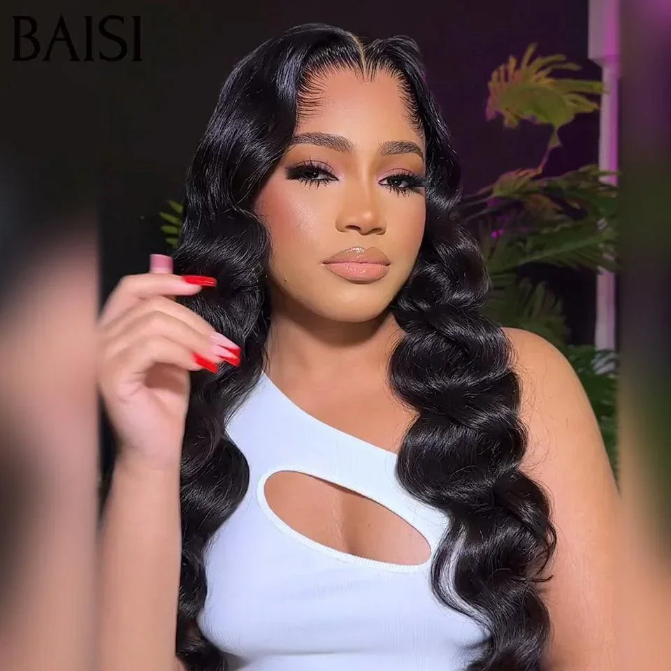 BAISI 100% Human Hair Water Wave Lace Front Human Hair Wig With Good Quality