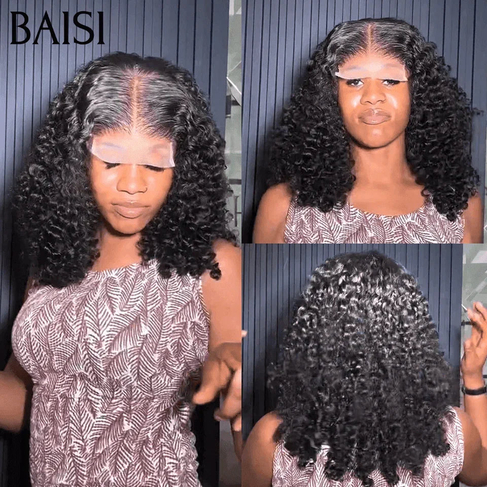 BAISI Perruques 2 Perruques T part Boucles pixie et 4X4 curly wave pour revendre Moitié Prix 149€ en 100% vrais cheveux humains MP50