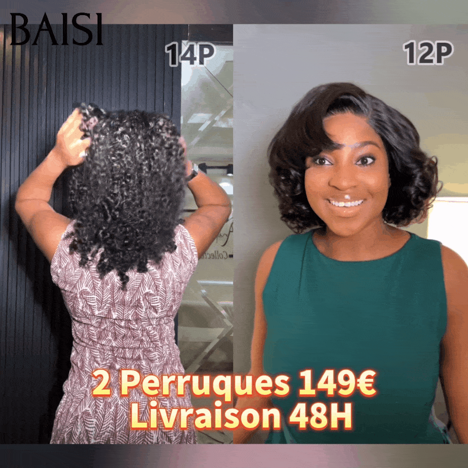 BAISI Perruques 2 Perruques T part Boucles pixie et 4X4 curly wave pour revendre Moitié Prix 149€ en 100% vrais cheveux humains MP50