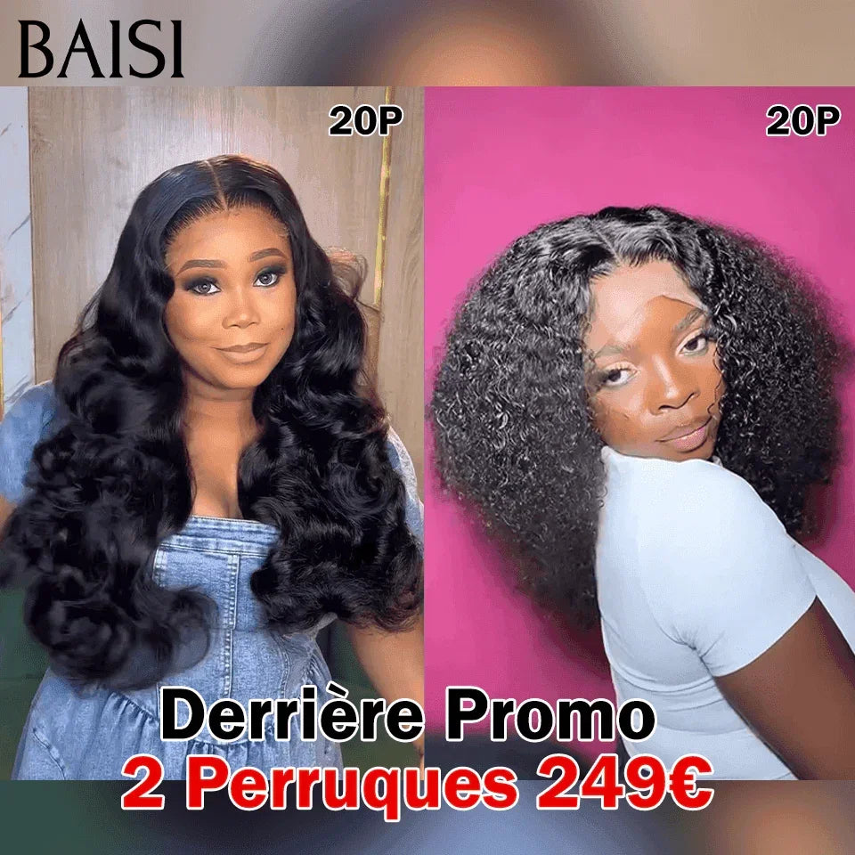 BAISI Perruque 2 Perruques pour revendre 249€ 1B# Noir 13X4 et T part en 100% vrais cheveux humains VIP100