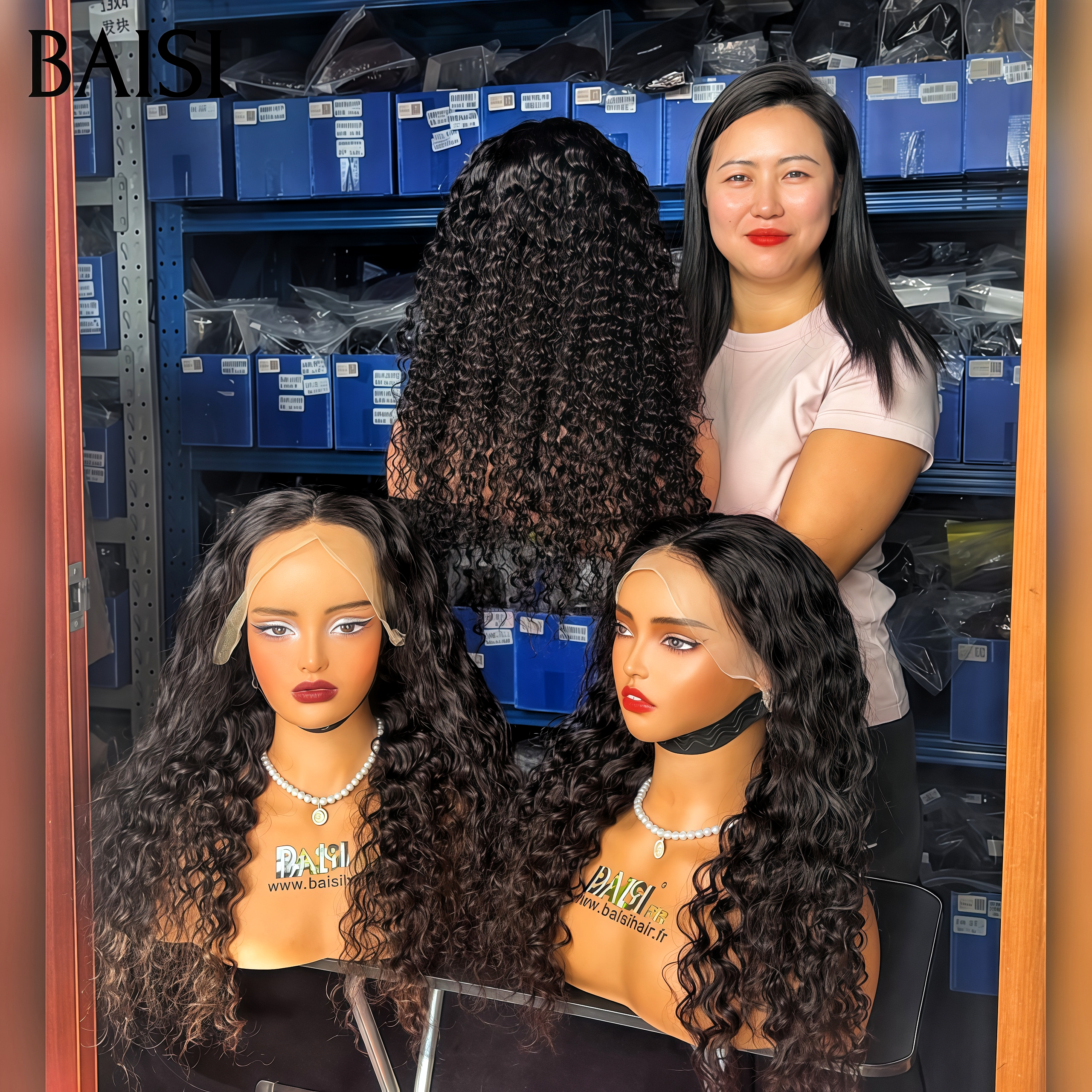 BAISI PROMO Offre spéciale 13X4 lace frontal Perruques curly wave 20 pouces 125€ en 100% vrais cheveux humains