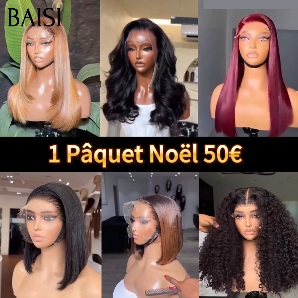 BAISI 1-Pâquet Noël Soldes 50€ modèles au hasard selon le stock sans retour Facile à Revendre PROMO Prix Fournisseur Soldes en 100% Cheveux Humains