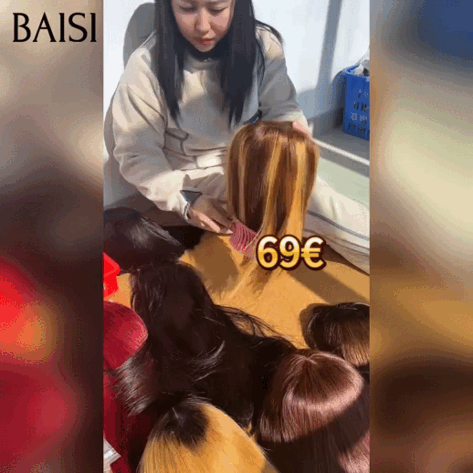 BAISI Perruque 13x4 lace frontal BOB 10 pouces Lisse Qualité Garantie 3 couleurs noir et mixte miel et bordeaux en 100% Cheveux Humains