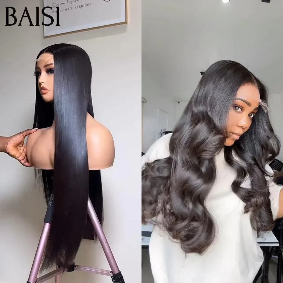 BAISI 2 Perruques Body wave et Lisse 13X4 lace 24 pouces en 100% vrais cheveux humains BS65