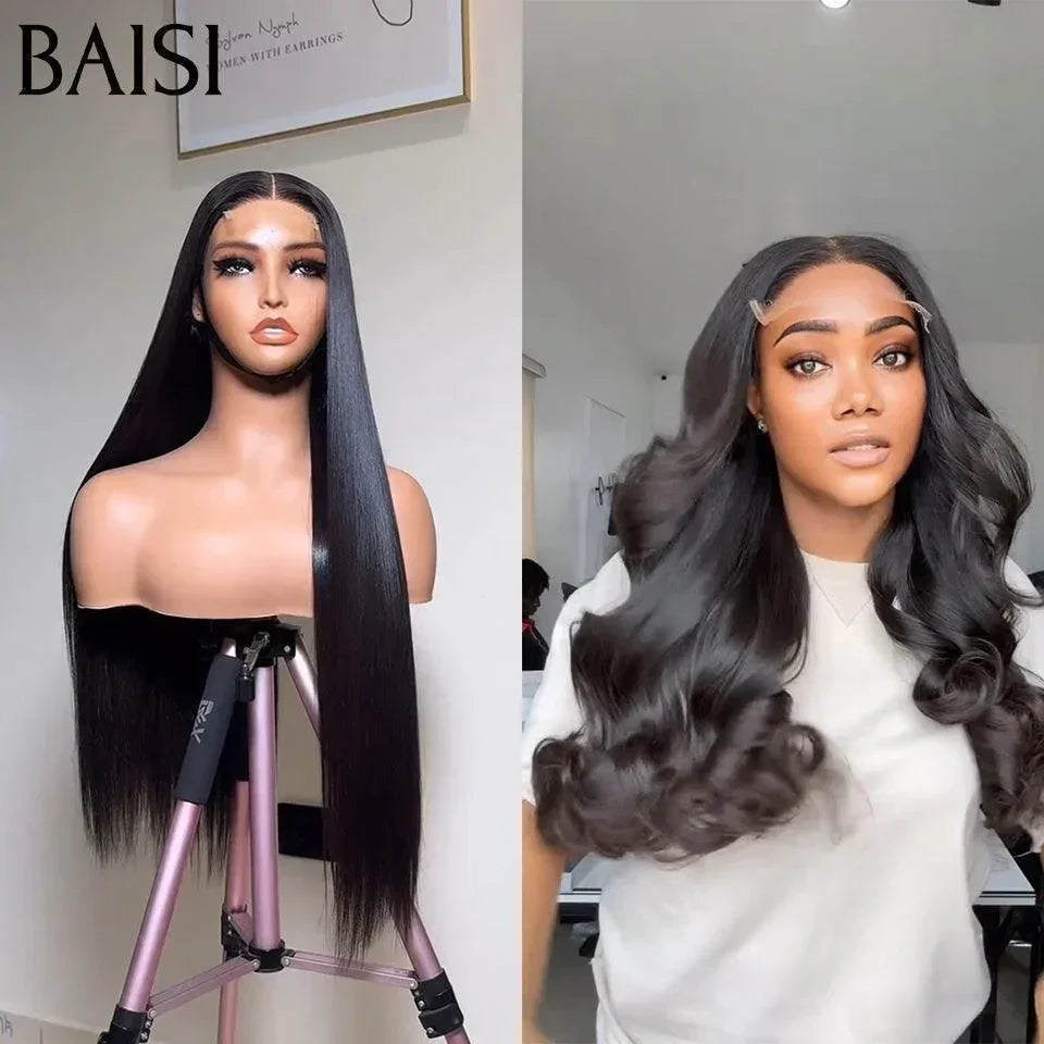 BAISI 2 Perruques Body wave et Lisse 13X4 lace 24 pouces en 100% vrais cheveux humains BS65