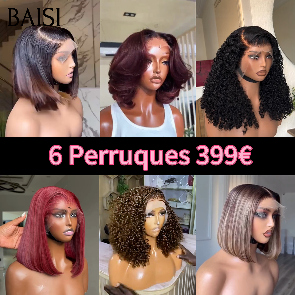 BAISI 6 Perruques 399€ Facile à Revendre PROMO Prix Grossite BOB en 100% Cheveux Humains