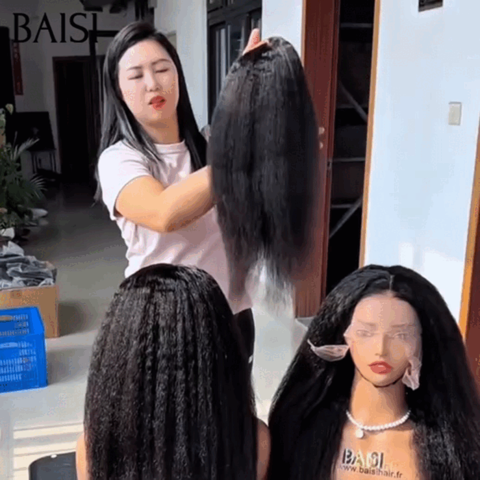 BAISI PROMO Offre spéciale 13X4 lace frontal Perruques kinky straight 14 pouces en 100% vrais cheveux humains