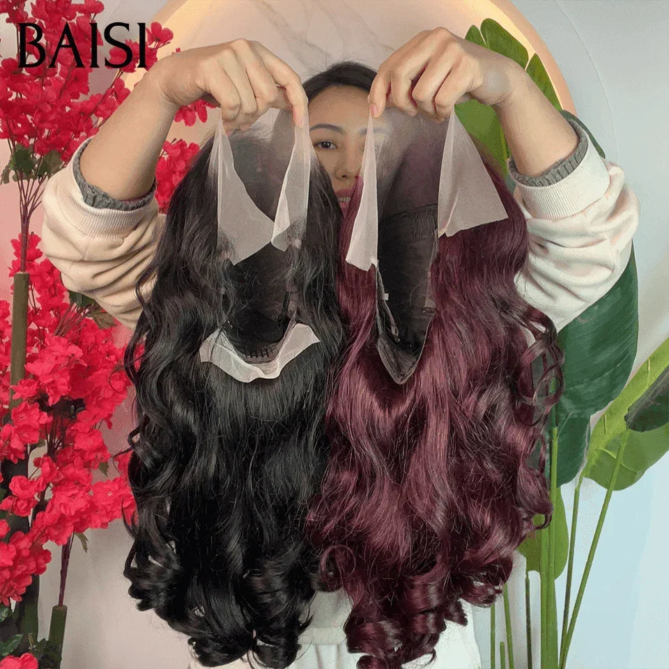 BAISI 13X4 perruque 065C BOUCLÉE CURLY wave 16 Pouces NOIR ou 99J 120€ moitié prix 100% Cheveux Vierges MP50