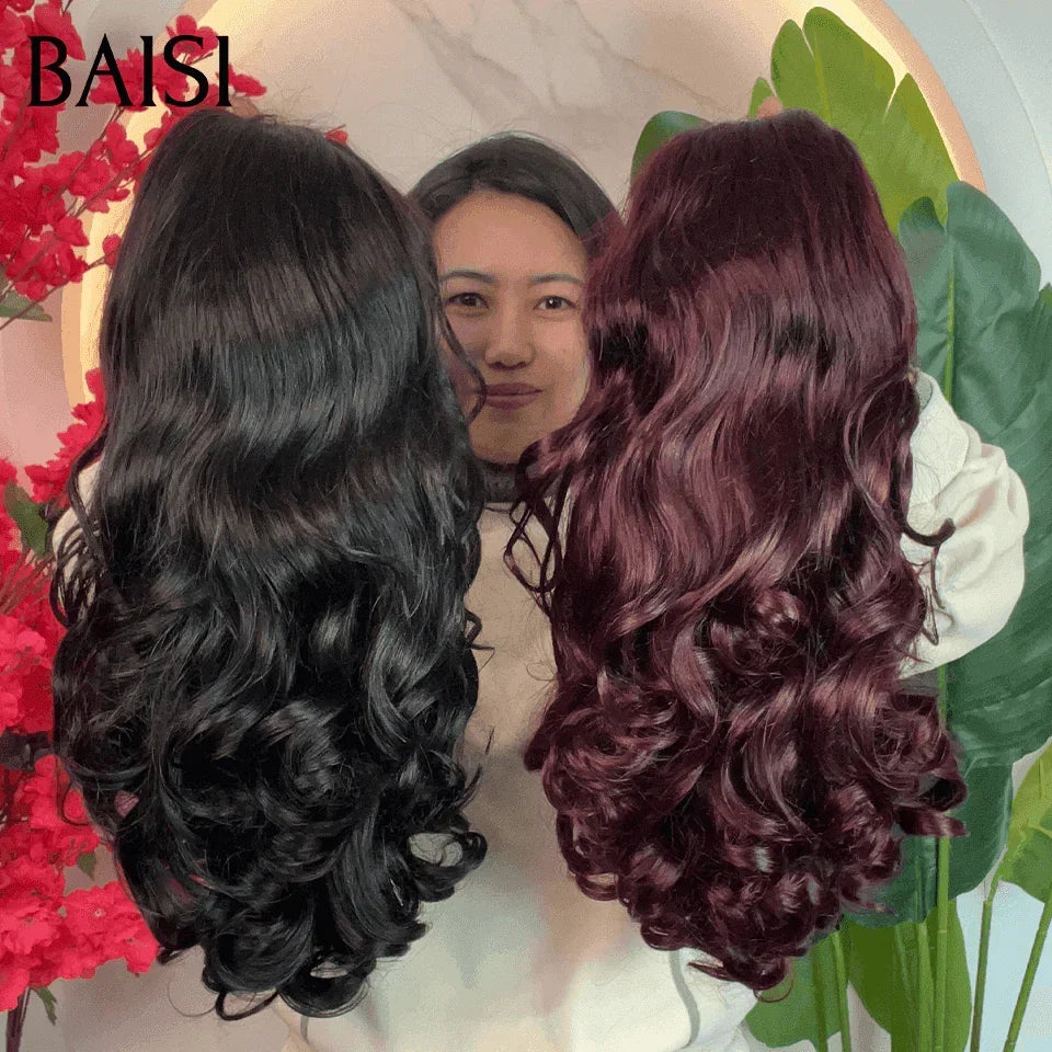 BAISI 13X4 perruque 065C BOUCLÉE CURLY wave 16 Pouces NOIR ou 99J 120€ moitié prix 100% Cheveux Vierges MP50