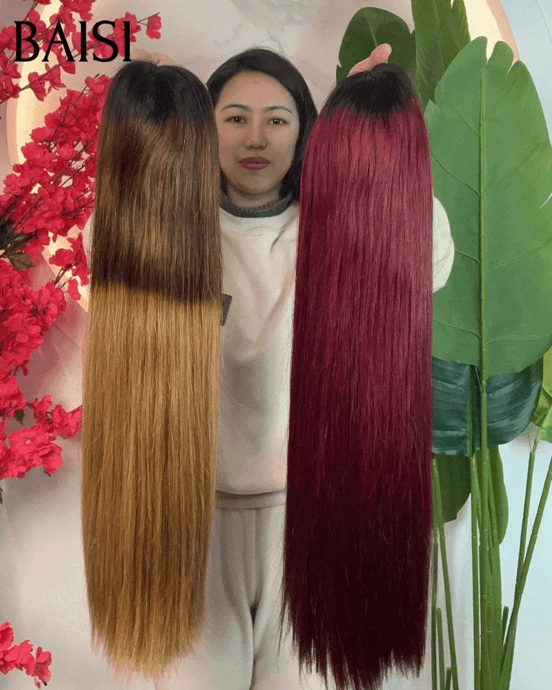 BAISI 2 Wigs WITHOUT glue Body wave and curly wave to resell €275 18 inches in 100% real human hair VIP100