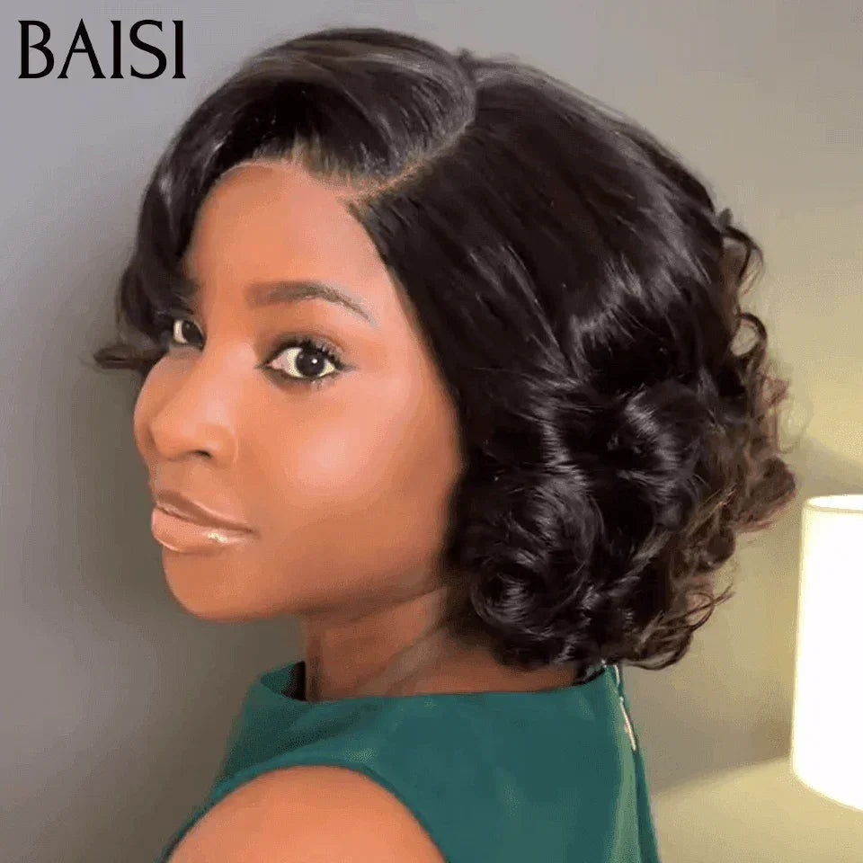 BAISI T part Perruque Personnalisée Bouclé Avec La Raie De Côté moitié prix 85€ En Couleur Naturelle MP50
