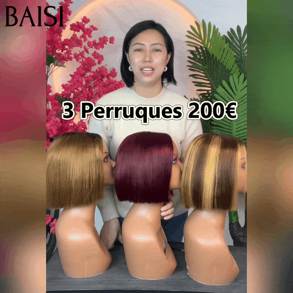 BAISI 2 Wigs WITHOUT glue Body wave and curly wave to resell €275 18 inches in 100% real human hair VIP100