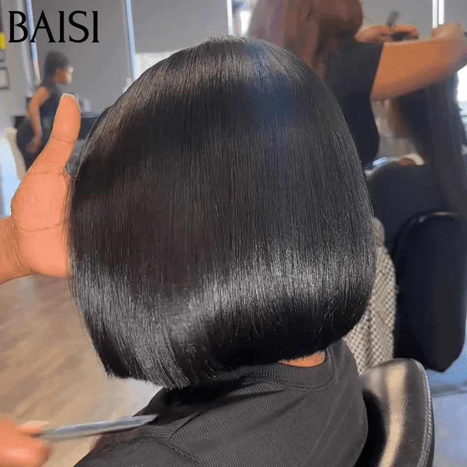 BAISI 4X4 raw hair 8 pouces lisse 66€ ou 100% Viêtnam Hair 2X6 Bob 85€ de luxe Perruque Naturelle Lisse BONE Straight 8 Pouces en 100% Cheveux humains BS65