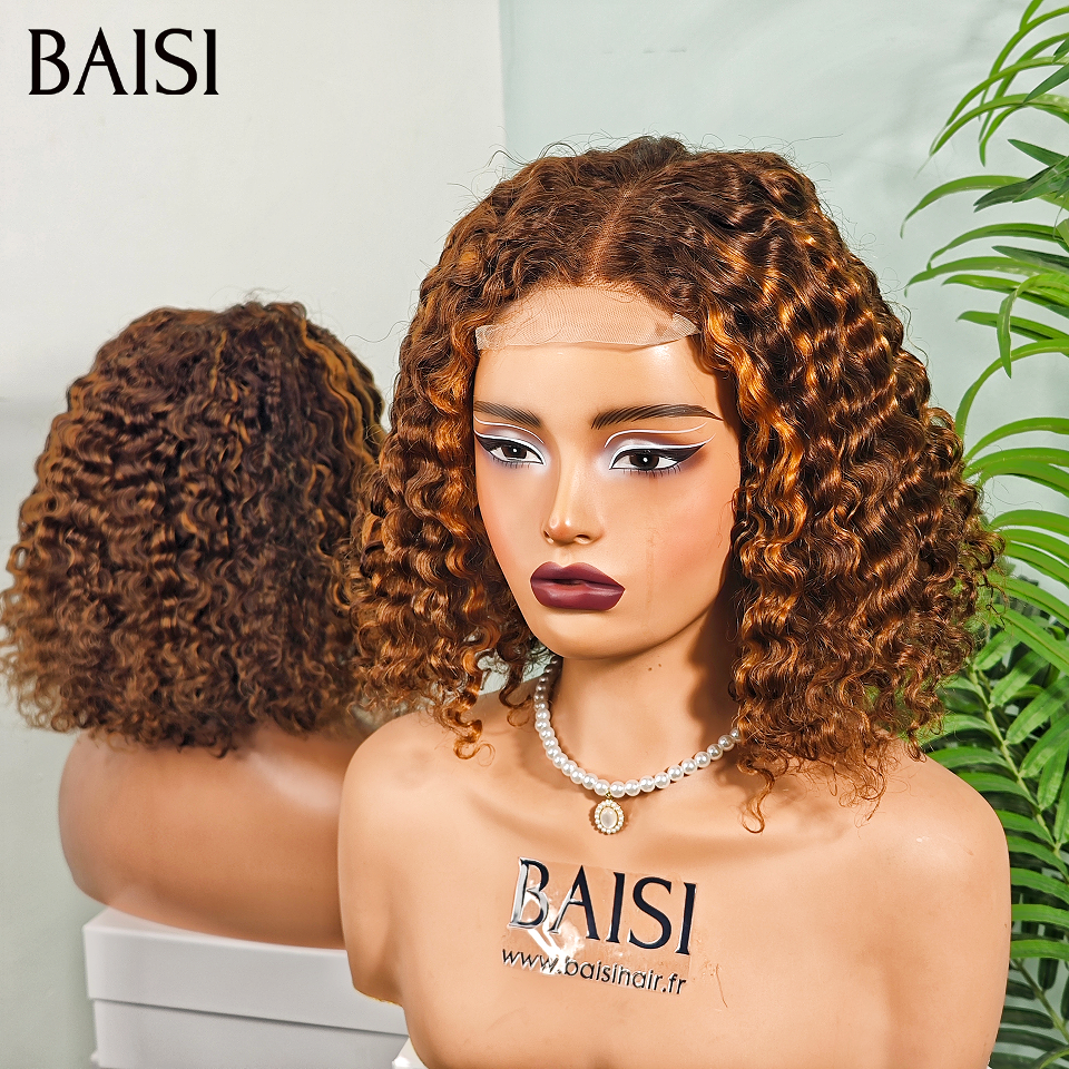 BAISI lace closure Perruques water wave 10 pouces 69€ en couleur Marron Mixte Miel 100% Identique en 100% vrais cheveux humains