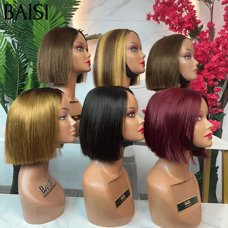 BAISI 6 Perruques 366€ 8 pouce 2X6 lace de luxe 100% Vietnam hair BOB Lisse 6 Couleurs NOIR ou 1BT99J ou 1BT4# ou P4/27# ou 4# ou 1BT30# ou en 100% Cheveux Humains BS65