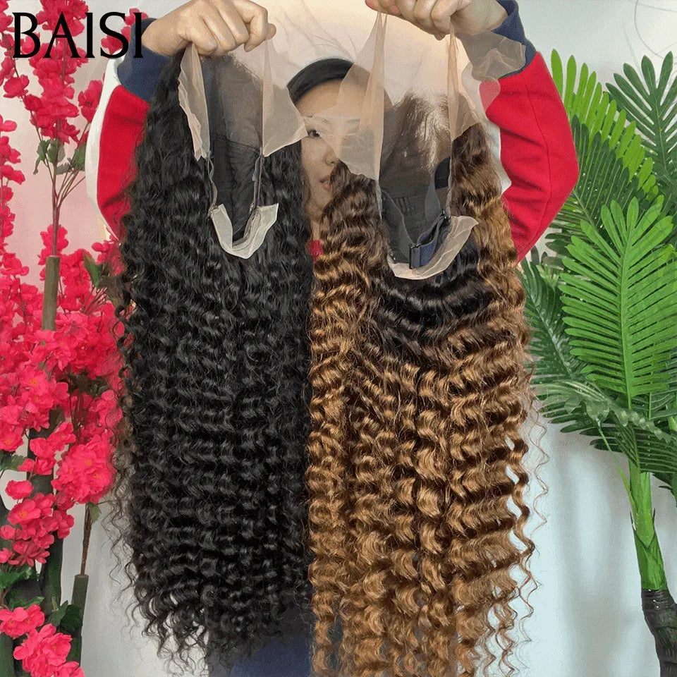 BAISI 2 Perruques 400€ 24 pouce 13X4 lace deep wave en Couleurs NOIR ou 4T30# en 100% Cheveux Humains FR38
