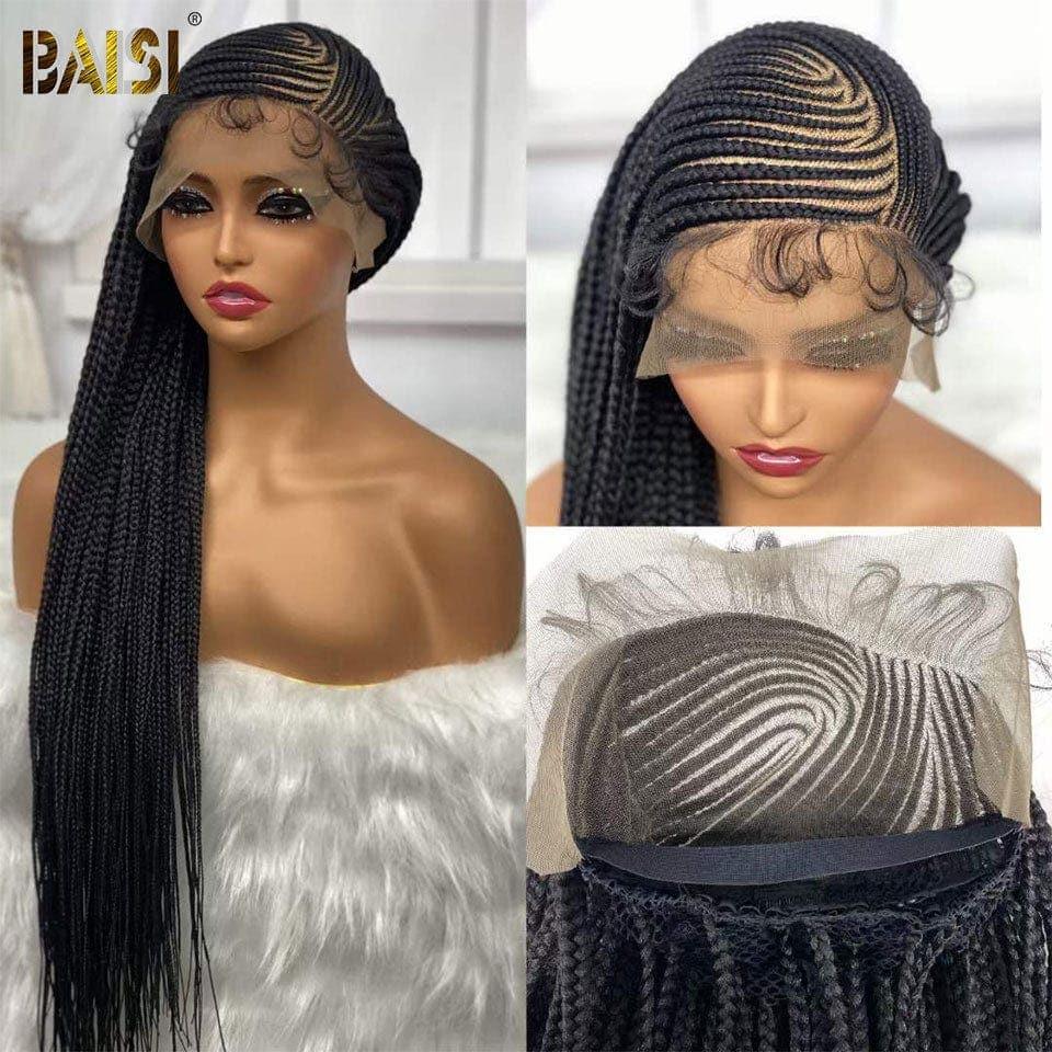 BAISI Perruque aux cheveux synthétiques avec petite natte bien tracées full lace et baby hair 100% identique à la vidéo styles JJW 45