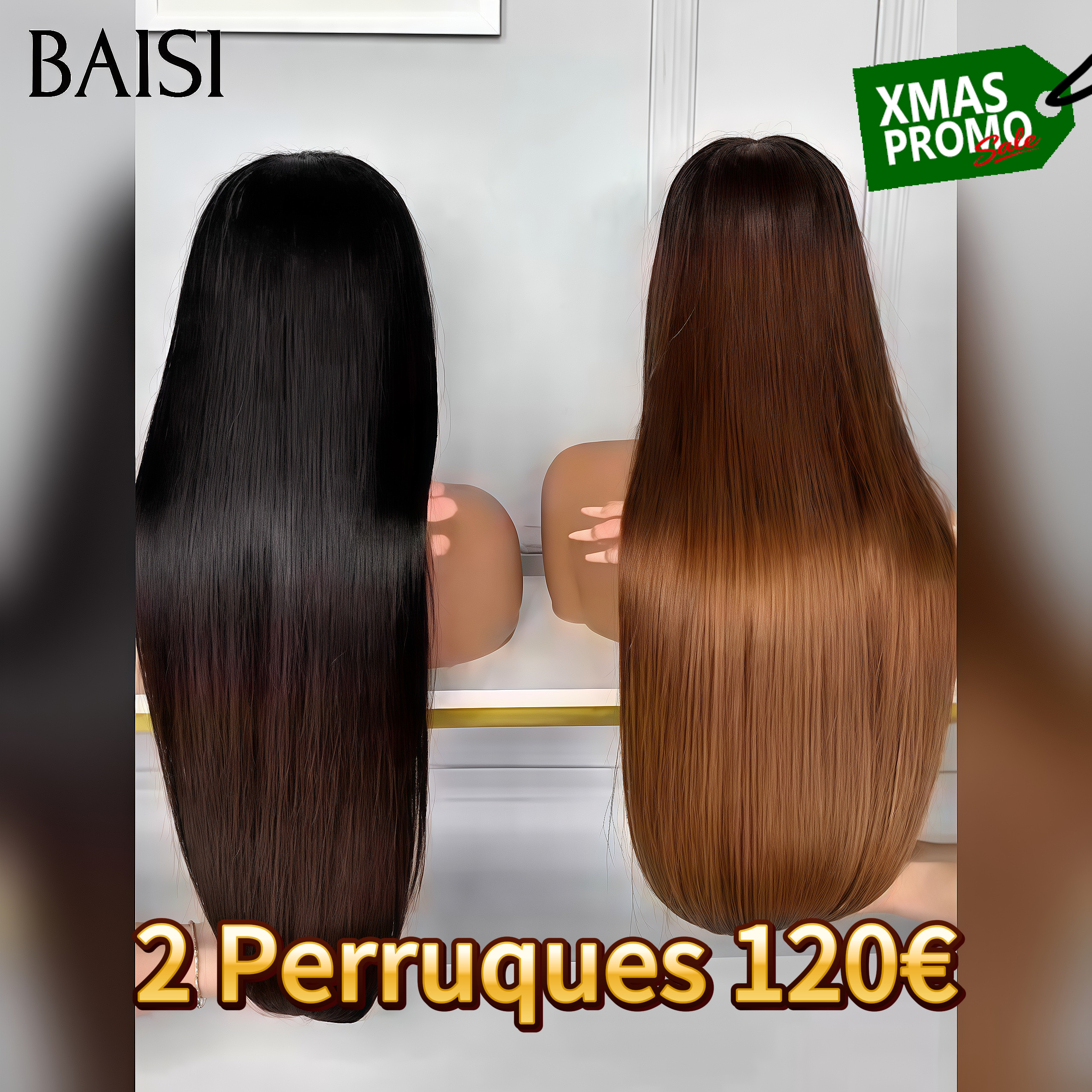 BAISI 2 Frontal Wigs €199 13X4 99J 8 inches and 13X6 straight 20 inches in 100% real human hair BS120