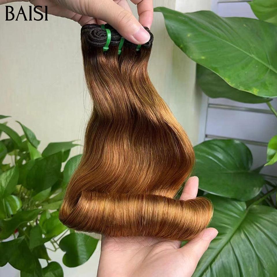 BAISI 15A Grado 3 Bolas de Cabello Virgen Teje 100% Cabello Vietename Cabello Fumi Doblemente Dibujado Color HUEVO 4#30#