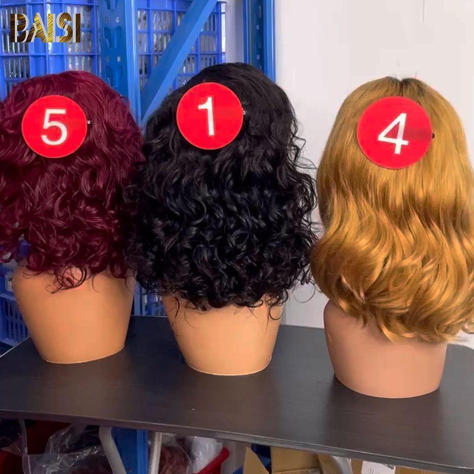 BAISI 13x4 Frontal Perruque de Luxe Bouncy curl Bordeaux 16 pouce / noir boucle 16 pouce / miel 12 pouce 065C Vietnam Hair ou Boucle 79€ 300% densité plus de 20 ans d' utilisations FR38