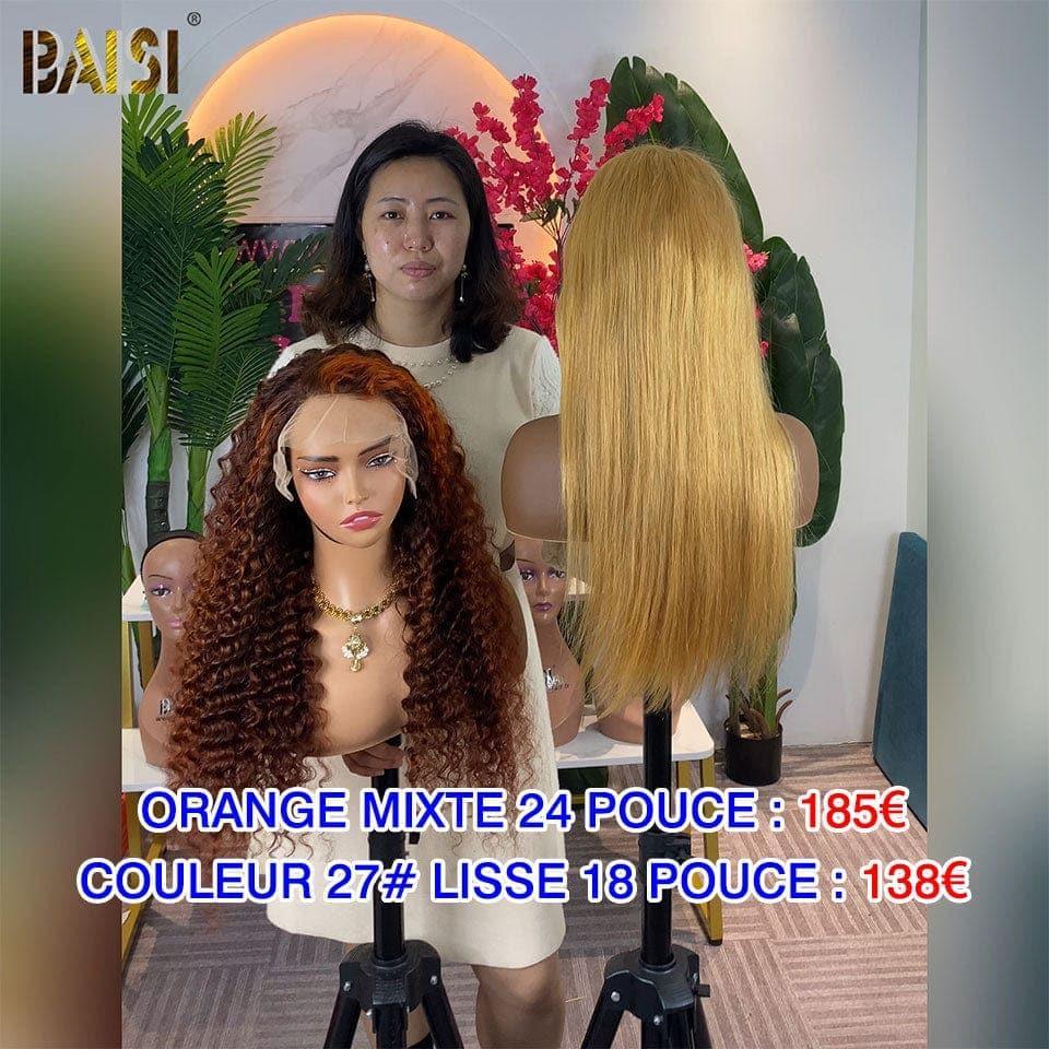 BAISI Achetez 2 perruques minimum au prix d'usine fournisseur 1 Lisse 59€ ou 1 Boucle 56€ ou 13x4 Lace Frontal Perruque Lisse plus Deep Wave en couleur en 100% Cheveux Humains