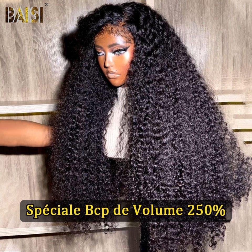 BAISI Bouclé Water wave 13x4 Densité 250% avec frontale Perruque de luxe haute de gamme plus de 10 ans d' utilisation