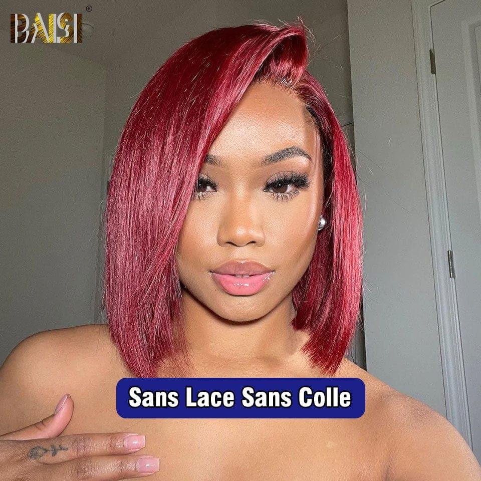 BAISI 13x4 Frontal Straight Bob Wig in Red Straight Cut 100% Real Human Hair Mix 2 Perücken zum günstigen Preis (kein Code erforderlich)